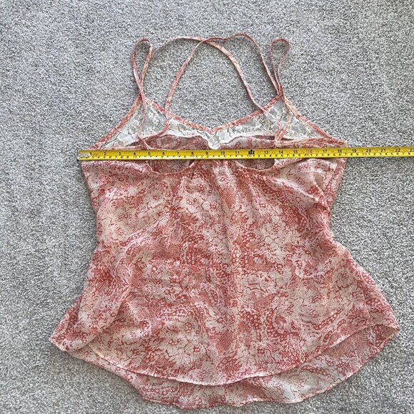 Y2K Orange & White Babydoll Sheer and Lace Top with a Criss Cross Open Back L - Picture 7 of 8